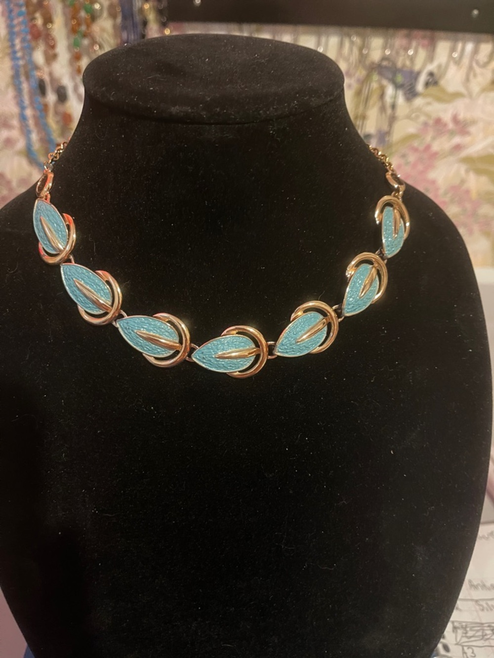 Gold Tone Necklace with White Leaf Links - Women's Jewelry